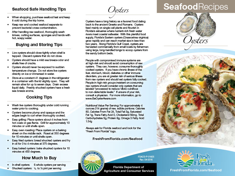 Oysters Recipe Brochure